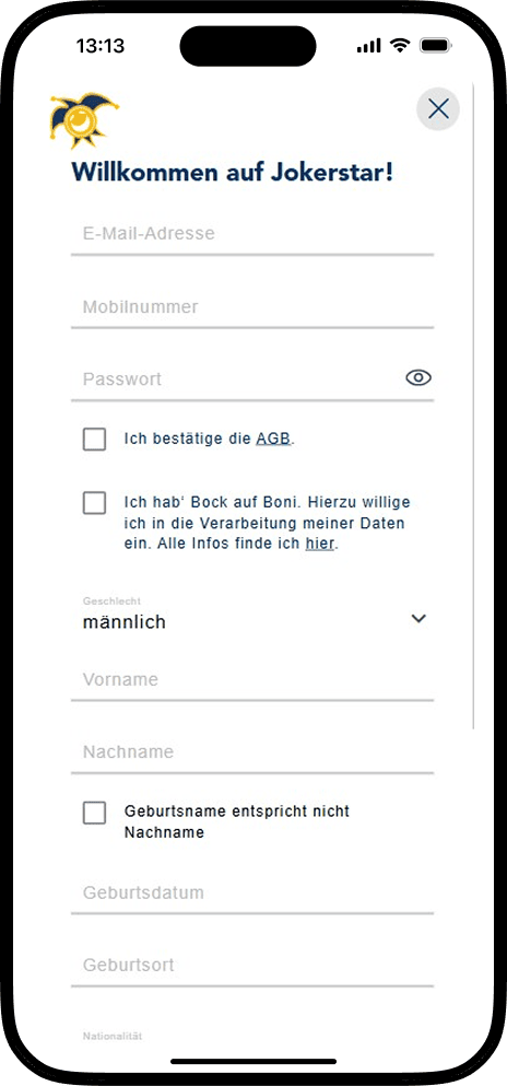 Jokerstar Registrieren